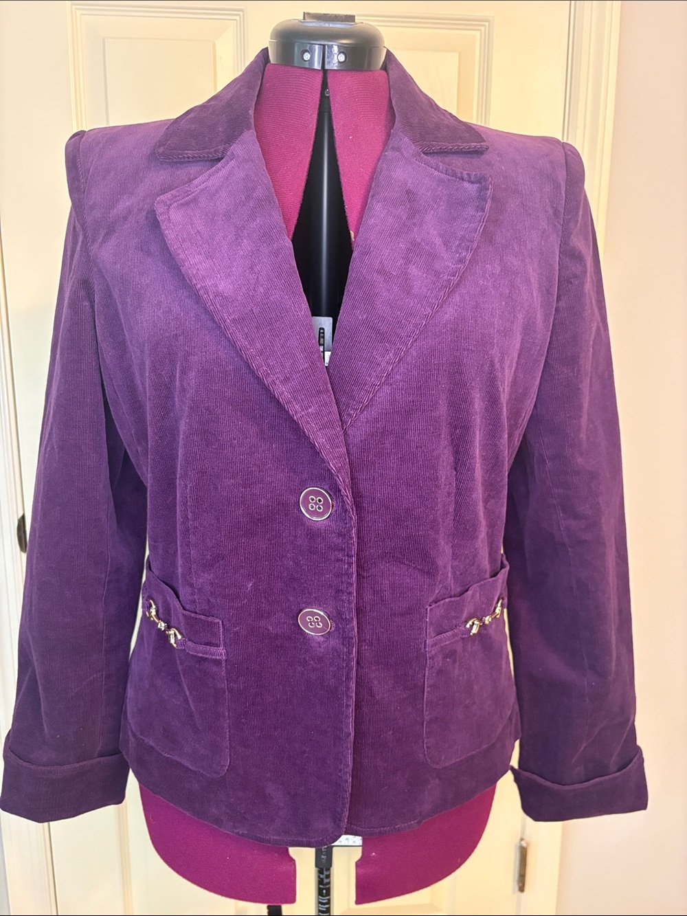 Y2K Focus Purple Corduroy Blazer Women’s Jacket size 14